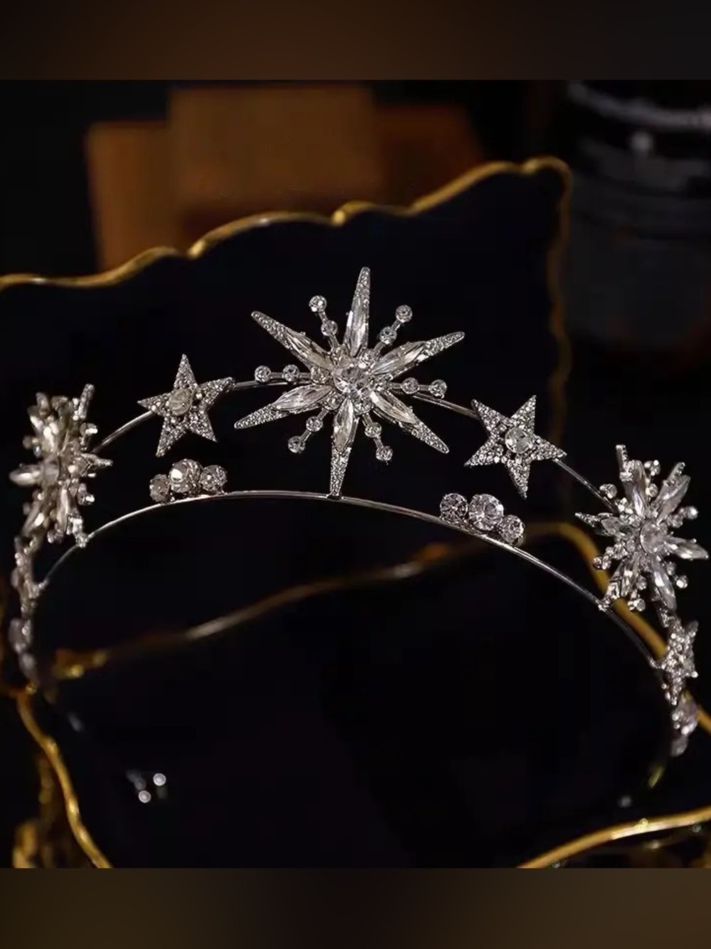 Silver Crystal Star Tiara Headband - Elegant Women’s Accessory